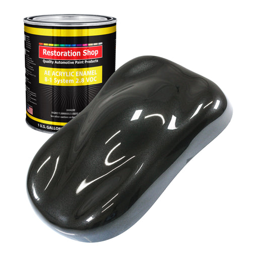 Black Metallic Acrylic Enamel Auto Paint - Gallon Paint Color Only - Professional Single Stage Gloss Automotive Car Truck Equipment Coating, 2.8 VOC