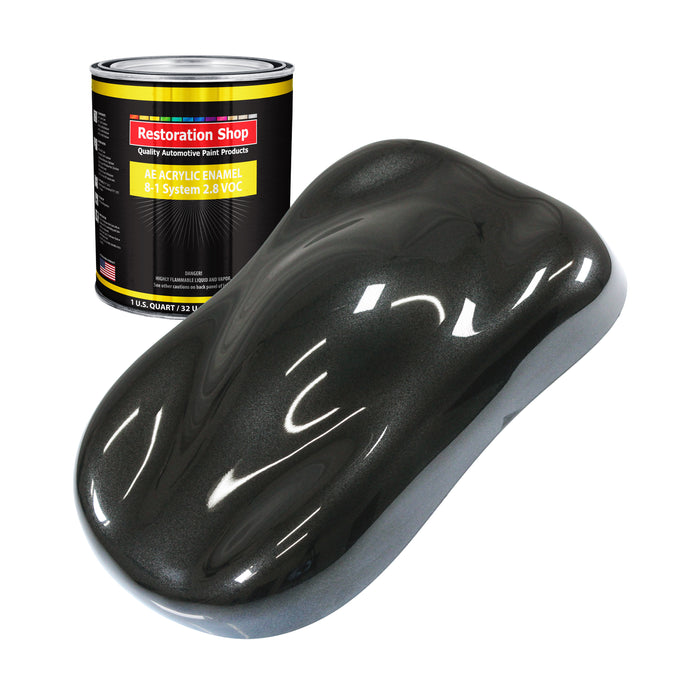 Black Metallic Acrylic Enamel Auto Paint - Quart Paint Color Only - Professional Single Stage Gloss Automotive Car Truck Equipment Coating, 2.8 VOC