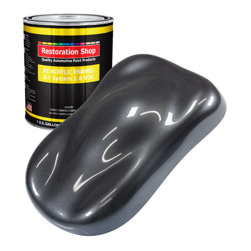 Gunmetal Grey Metallic Acrylic Enamel Auto Paint - Gallon Paint Color Only - Professional Single Stage Automotive Car Truck Equipment Coating, 2.8 VOC