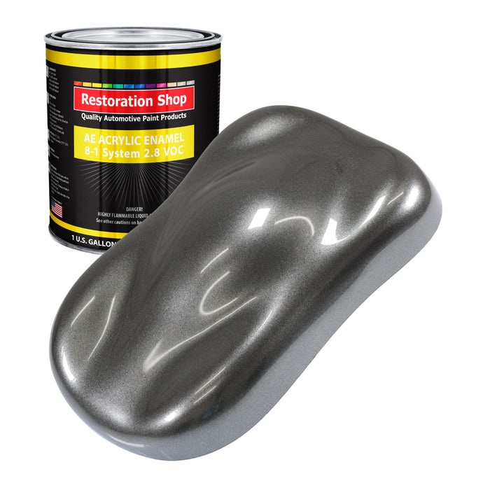 Meteor Gray Metallic Acrylic Enamel Auto Paint - Gallon Paint Color Only - Professional Single Stage Automotive Car Truck Equipment Coating, 2.8 VOC