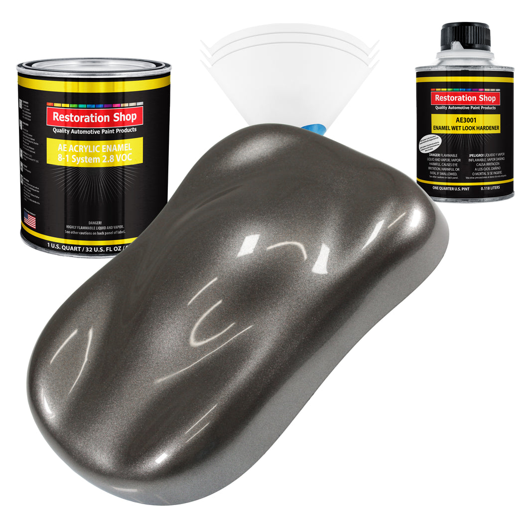 Tunnel Ram Gray Metallic Acrylic Enamel Auto Paint - Complete Quart Paint Kit - Pro Single Stage Automotive Car Truck Coating, 8:1 Mix Ratio 2.8 VOC