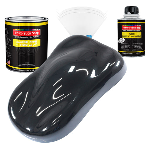 Phantom Black Pearl Acrylic Enamel Auto Paint - Complete Quart Paint Kit - Professional Single Stage Automotive Car Coating, 8:1 Mix Ratio 2.8 VOC