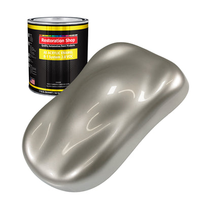 Bright Silver Metallic Acrylic Enamel Auto Paint - Quart Paint Color Only - Professional Single Stage Automotive Car Truck Equipment Coating, 2.8 VOC