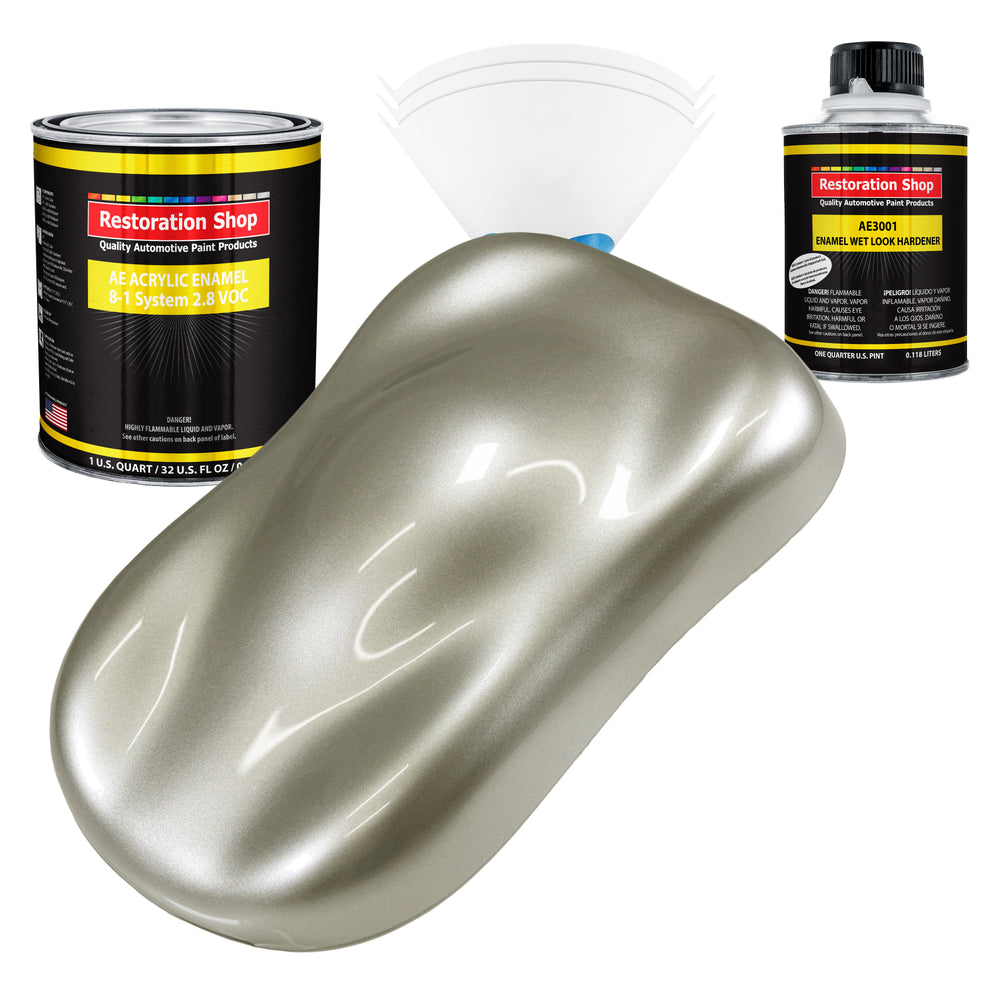 Galaxy Silver Metallic Acrylic Enamel Auto Paint - Complete Quart Paint Kit - Professional Single Stage Automotive Car Coating, 8:1 Mix Ratio 2.8 VOC