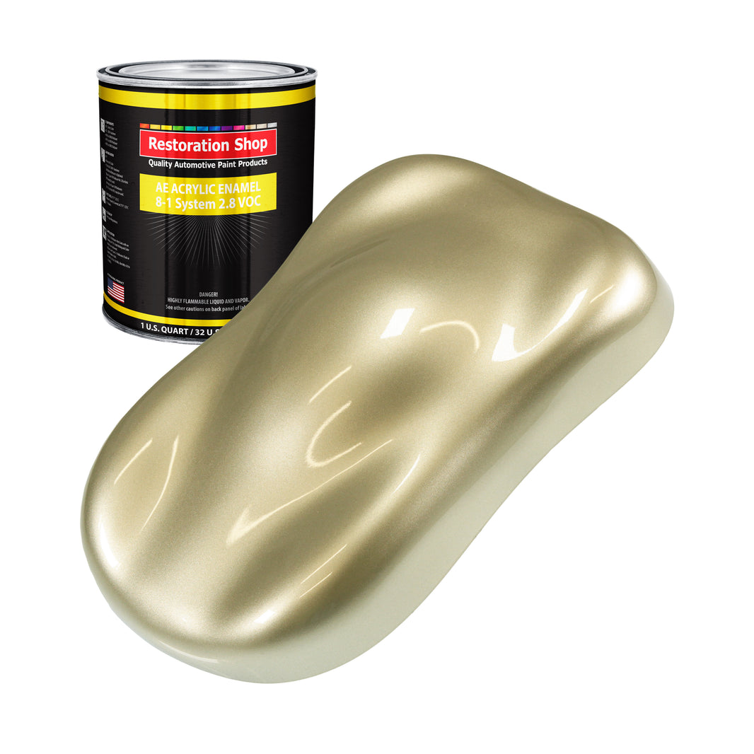 Antique Gold Metallic Acrylic Enamel Auto Paint - Quart Paint Color Only - Professional Single Stage Automotive Car Truck Equipment Coating, 2.8 VOC
