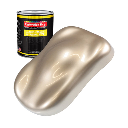 Cashmere Gold Metallic Acrylic Enamel Auto Paint - Quart Paint Color Only - Professional Single Stage Automotive Car Truck Equipment Coating, 2.8 VOC