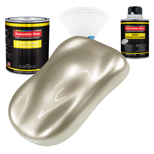 Gold Mist Metallic Acrylic Enamel Auto Paint (Complete Quart Paint Kit) Professional Single Stage Automotive Car Truck Coating, 8:1 Mix Ratio 2.8 VOC