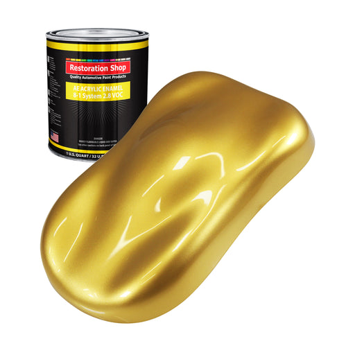 Anniversary Gold Metallic Acrylic Enamel Auto Paint - Quart Paint Color Only - Professional Single Stage Automotive Car Equipment Coating, 2.8 VOC