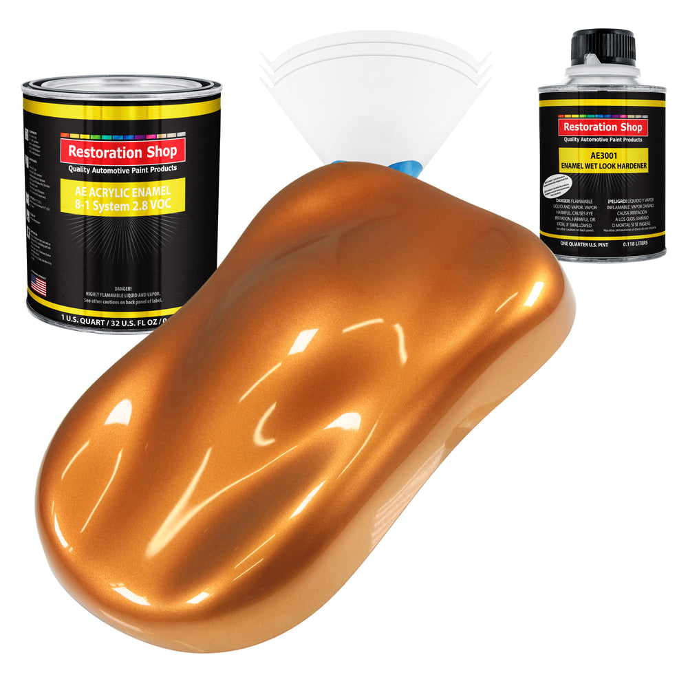 Sunburst Orange Metallic Acrylic Enamel Auto Paint - Complete Quart Paint Kit - Pro Single Stage Automotive Car Truck Coating, 8:1 Mix Ratio 2.8 VOC