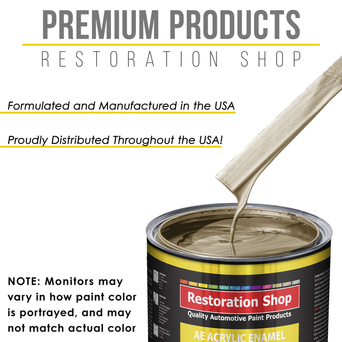 Driftwood Beige Metallic Acrylic Enamel Auto Paint - Complete Quart Paint Kit - Pro Single Stage Automotive Car Truck Coating, 8:1 Mix Ratio 2.8 VOC