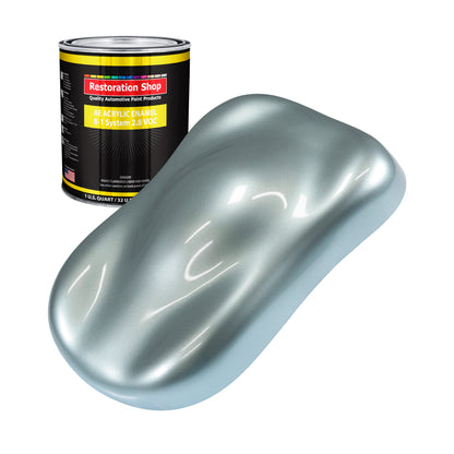 Silver Blue Metallic Acrylic Enamel Auto Paint - Quart Paint Color Only - Professional Single Stage Automotive Car Truck Equipment Coating, 2.8 VOC