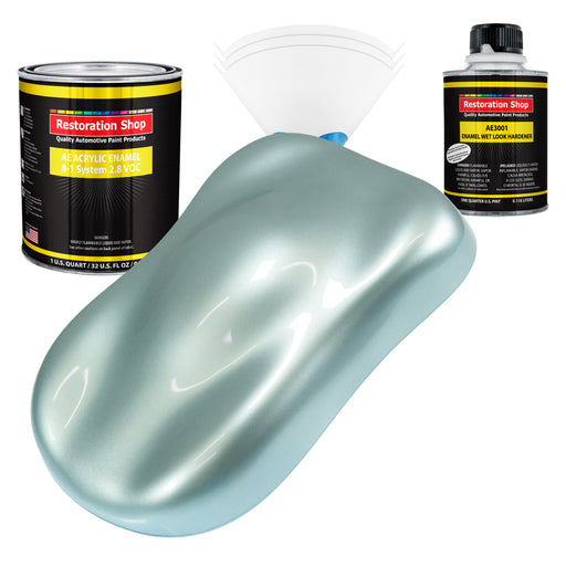 Frost Blue Metallic Acrylic Enamel Auto Paint - Complete Quart Paint Kit - Professional Single Stage Automotive Car Coating, 8:1 Mix Ratio 2.8 VOC