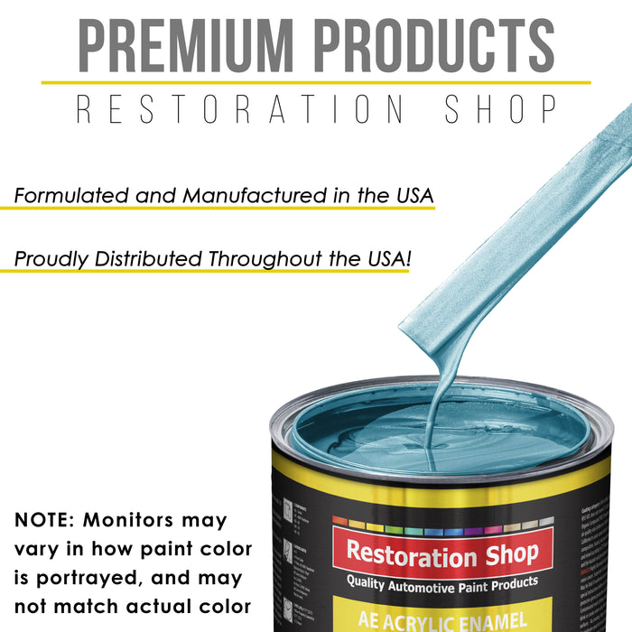 Azure Blue Metallic Acrylic Enamel Auto Paint - Gallon Paint Color Only - Professional Single Stage Automotive Car Truck Equipment Coating, 2.8 VOC