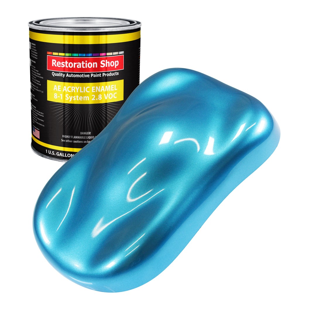 Electric Blue Metallic Acrylic Enamel Auto Paint - Gallon Paint Color Only - Professional Single Stage Automotive Car Truck Equipment Coating, 2.8 VOC