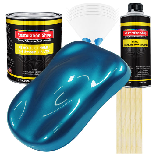 Cobra Blue Metallic Acrylic Enamel Auto Paint - Complete Gallon Paint Kit - Professional Single Stage Automotive Car Coating, 8:1 Mix Ratio 2.8 VOC