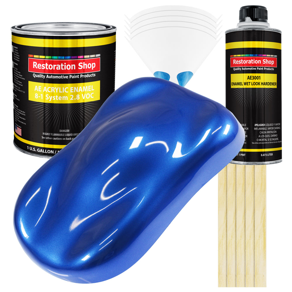 Daytona Blue Pearl Acrylic Enamel Auto Paint (Complete Gallon Paint Kit) Professional Single Stage Automotive Car Truck Coating, 8:1 Mix Ratio 2.8 VOC