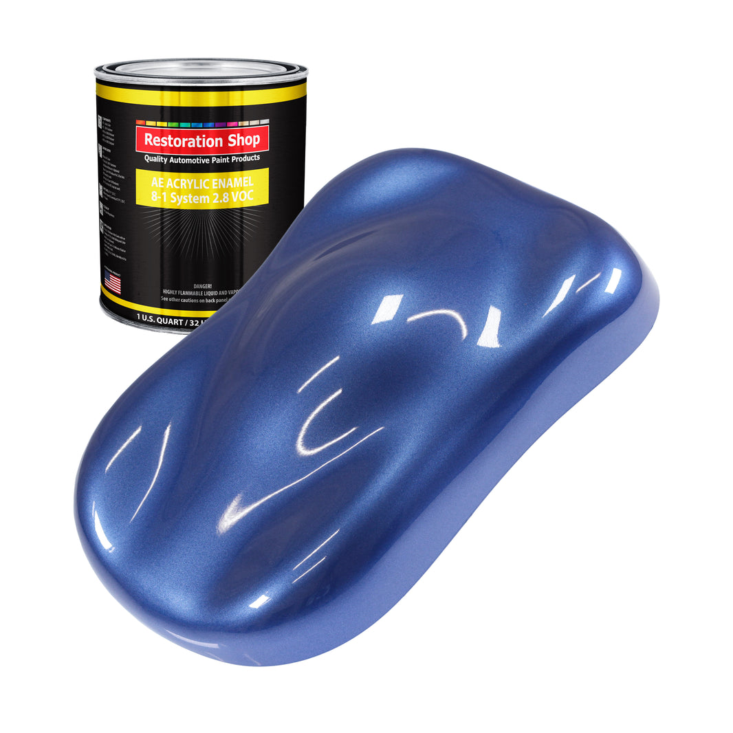 Cosmic Blue Metallic Acrylic Enamel Auto Paint - Quart Paint Color Only - Professional Single Stage Automotive Car Truck Equipment Coating, 2.8 VOC