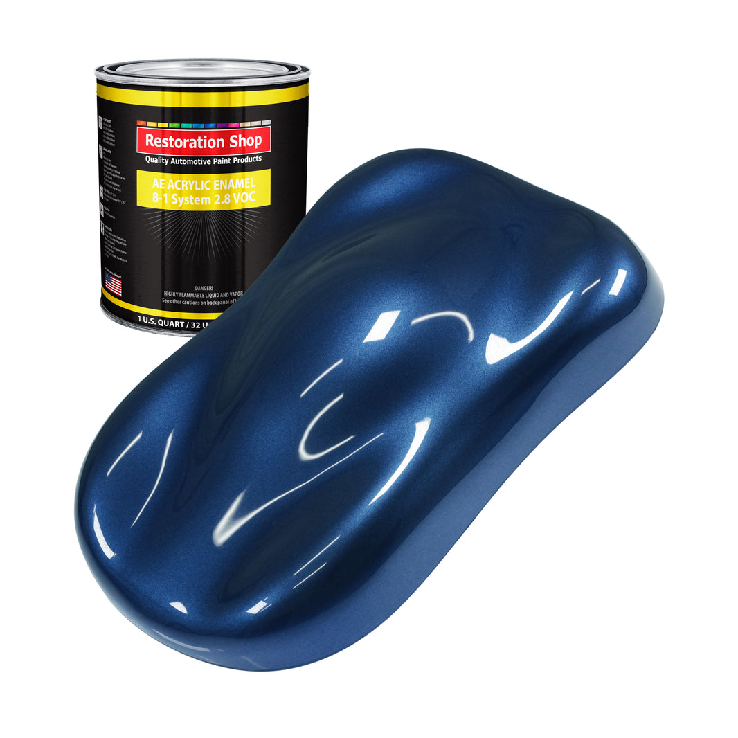 Sapphire Blue Metallic Acrylic Enamel Auto Paint - Quart Paint Color Only - Professional Single Stage Automotive Car Truck Equipment Coating, 2.8 VOC