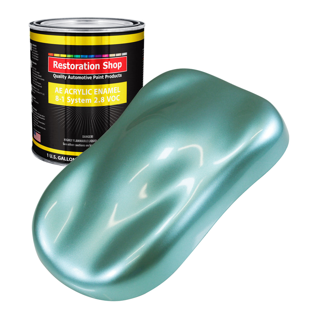 Silver Aqua Metallic Acrylic Enamel Auto Paint - Gallon Paint Color Only - Professional Single Stage Automotive Car Truck Equipment Coating, 2.8 VOC