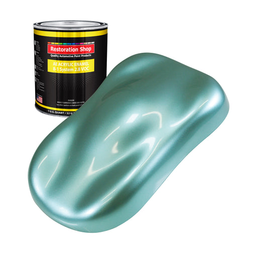 Silver Aqua Metallic Acrylic Enamel Auto Paint - Quart Paint Color Only - Professional Single Stage Automotive Car Truck Equipment Coating, 2.8 VOC