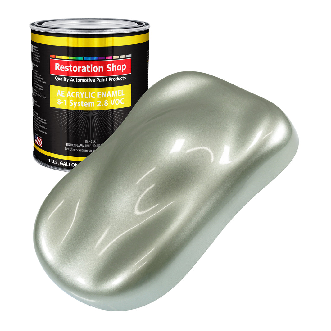 Sage Green Metallic Acrylic Enamel Auto Paint - Gallon Paint Color Only - Professional Single Stage Automotive Car Truck Equipment Coating, 2.8 VOC