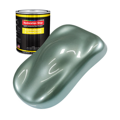 Slate Green Metallic Acrylic Enamel Auto Paint - Quart Paint Color Only - Professional Single Stage Automotive Car Truck Equipment Coating, 2.8 VOC