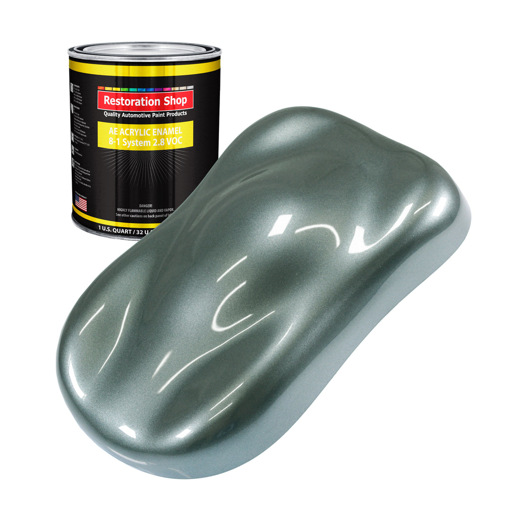 Steel Gray Metallic Acrylic Enamel Auto Paint - Quart Paint Color Only - Professional Single Stage Automotive Car Truck Equipment Coating, 2.8 VOC