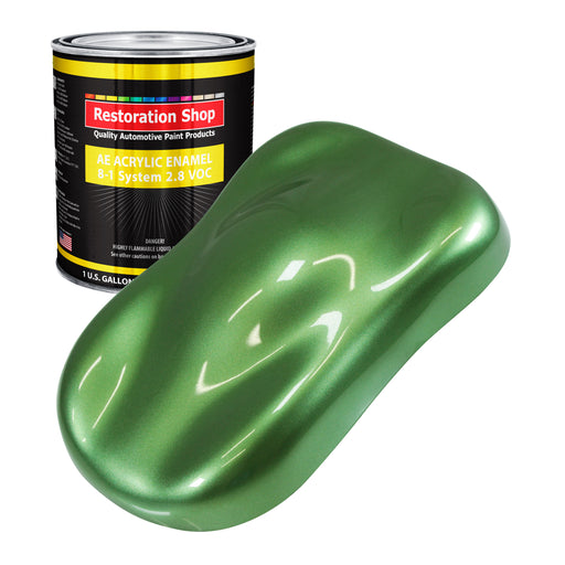 Medium Green Metallic Acrylic Enamel Auto Paint - Gallon Paint Color Only - Professional Single Stage Automotive Car Truck Equipment Coating, 2.8 VOC