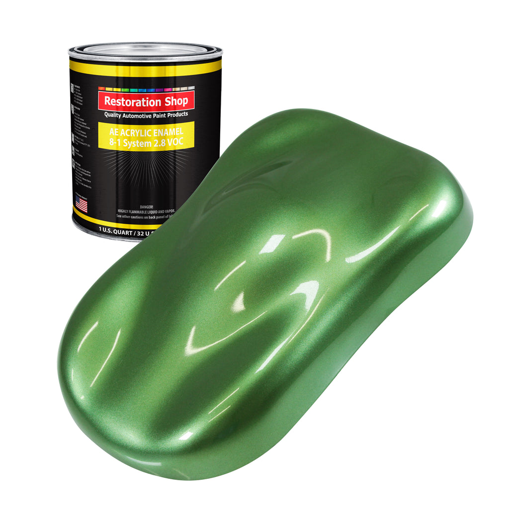 Medium Green Metallic Acrylic Enamel Auto Paint - Quart Paint Color Only - Professional Single Stage Automotive Car Truck Equipment Coating, 2.8 VOC