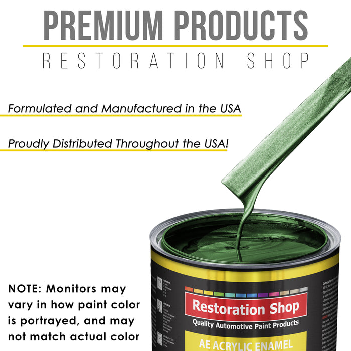 British Racing Green Metallic Acrylic Enamel Auto Paint - Complete Gallon Paint Kit - Pro Single Stage Automotive Car Coating, 8:1 Mix Ratio 2.8 VOC