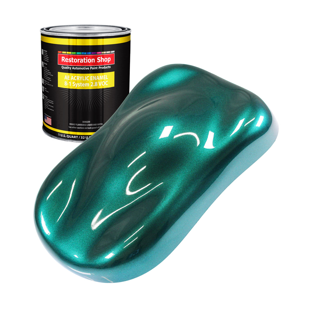 Dark Teal Metallic Acrylic Enamel Auto Paint (Quart Paint Color Only) Professional Single Stage Gloss Automotive Car Truck Equipment Coating, 2.8 VOC