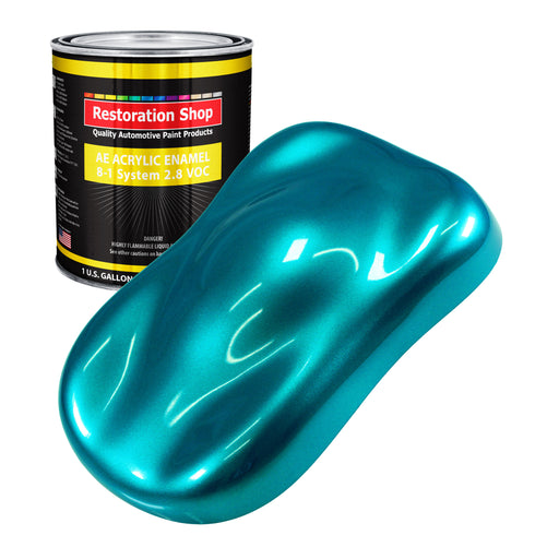 Teal Green Metallic Acrylic Enamel Auto Paint - Gallon Paint Color Only - Professional Single Stage Automotive Car Truck Equipment Coating, 2.8 VOC