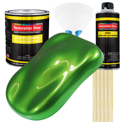 Synergy Green Metallic Acrylic Enamel Auto Paint - Complete Gallon Paint Kit - Professional Single Stage Automotive Car Coating, 8:1 Mix Ratio 2.8 VOC