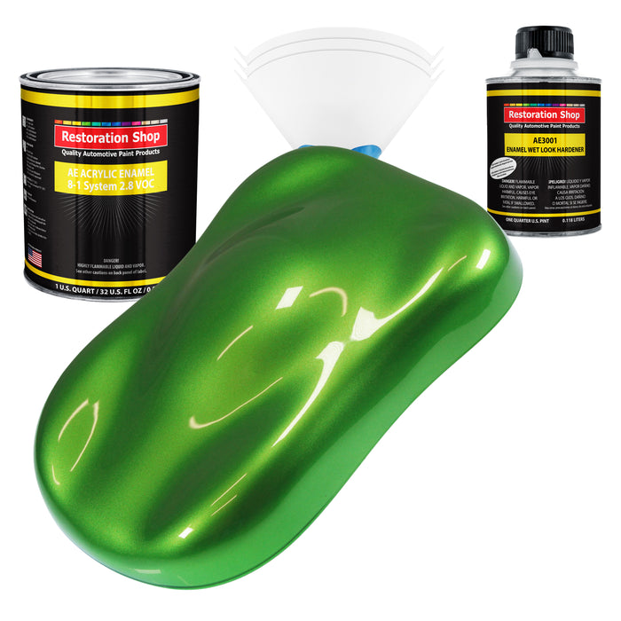 Synergy Green Metallic Acrylic Enamel Auto Paint - Complete Quart Paint Kit - Professional Single Stage Automotive Car Coating, 8:1 Mix Ratio 2.8 VOC