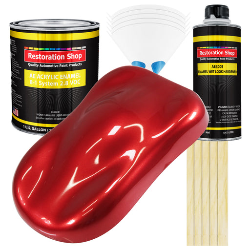 Firethorn Red Pearl Acrylic Enamel Auto Paint - Complete Gallon Paint Kit - Professional Single Stage Automotive Car Coating, 8:1 Mix Ratio 2.8 VOC