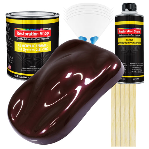 Molten Red Metallic Acrylic Enamel Auto Paint - Complete Gallon Paint Kit - Professional Single Stage Automotive Car Coating, 8:1 Mix Ratio 2.8 VOC