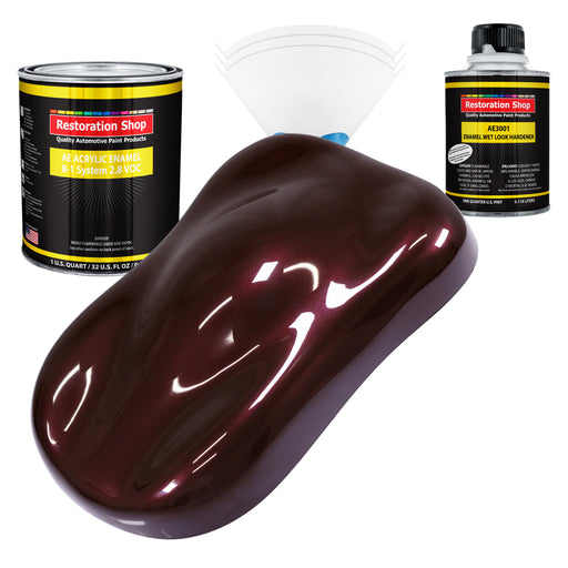 Molten Red Metallic Acrylic Enamel Auto Paint - Complete Quart Paint Kit - Professional Single Stage Automotive Car Coating, 8:1 Mix Ratio 2.8 VOC