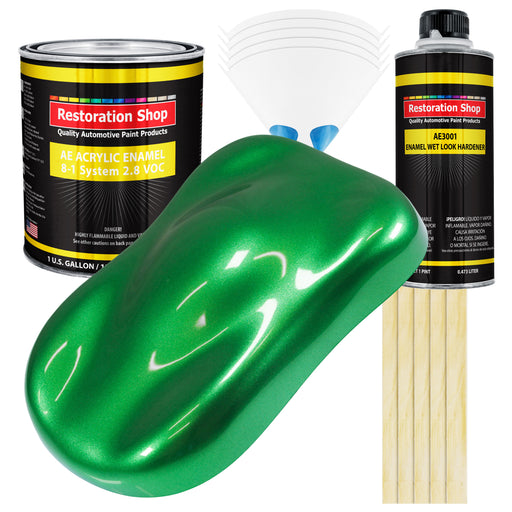 Firemist Green Acrylic Enamel Auto Paint - Complete Gallon Paint Kit - Professional Single Stage Automotive Car Truck Coating, 8:1 Mix Ratio 2.8 VOC