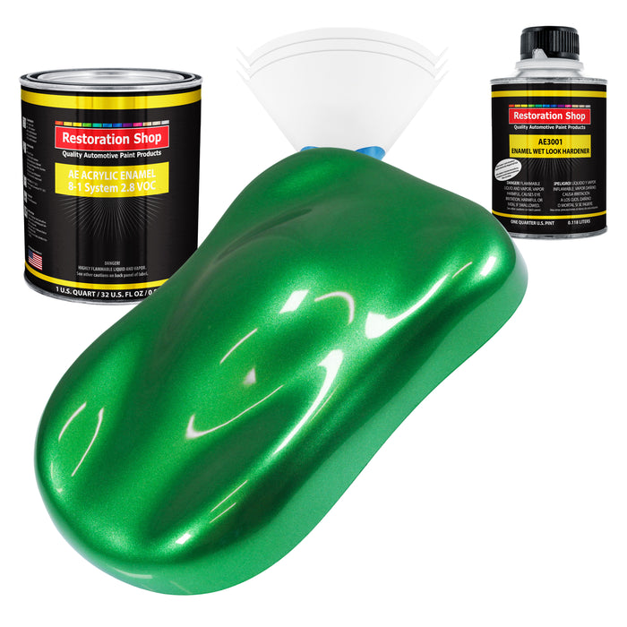 Firemist Green Acrylic Enamel Auto Paint - Complete Quart Paint Kit - Professional Single Stage Automotive Car Truck Coating, 8:1 Mix Ratio 2.8 VOC