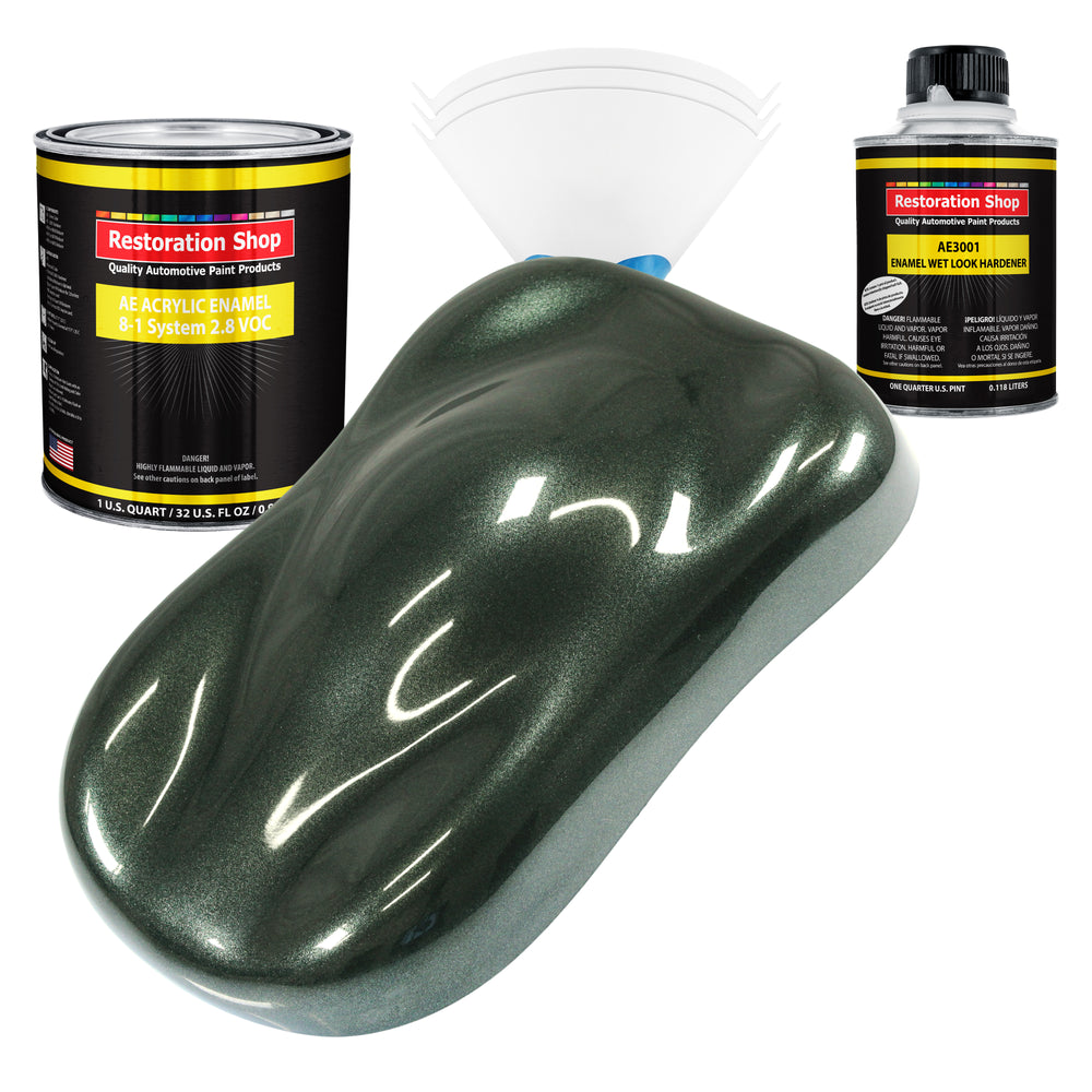 Fathom Green Firemist Acrylic Enamel Auto Paint - Complete Quart Paint Kit - Professional Single Stage Automotive Car Coating, 8:1 Mix Ratio 2.8 VOC
