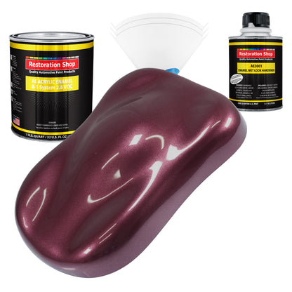 Milano Maroon Firemist Acrylic Enamel Auto Paint - Complete Quart Paint Kit - Professional Single Stage Automotive Car Coating, 8:1 Mix Ratio 2.8 VOC