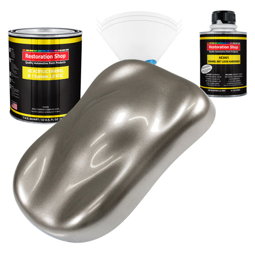 Firemist Pewter Silver Acrylic Enamel Auto Paint - Complete Quart Paint Kit - Professional Single Stage Automotive Car Coating, 8:1 Mix Ratio 2.8 VOC