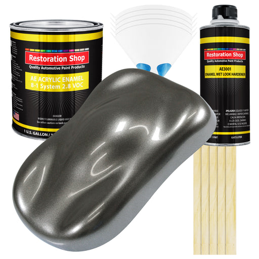 Charcoal Gray Firemist Acrylic Enamel Auto Paint - Complete Gallon Paint Kit - Professional Single Stage Automotive Car Coating, 8:1 Mix Ratio 2.8 VOC