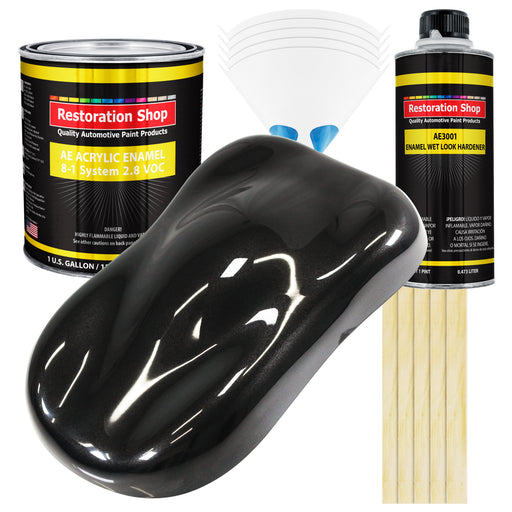 Black Diamond Firemist Acrylic Enamel Auto Paint - Complete Gallon Paint Kit - Professional Single Stage Automotive Car Coating, 8:1 Mix Ratio 2.8 VOC