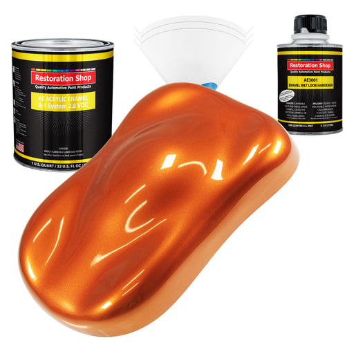 Firemist Orange Acrylic Enamel Auto Paint - Complete Quart Paint Kit - Professional Single Stage Automotive Car Truck Coating, 8:1 Mix Ratio 2.8 VOC