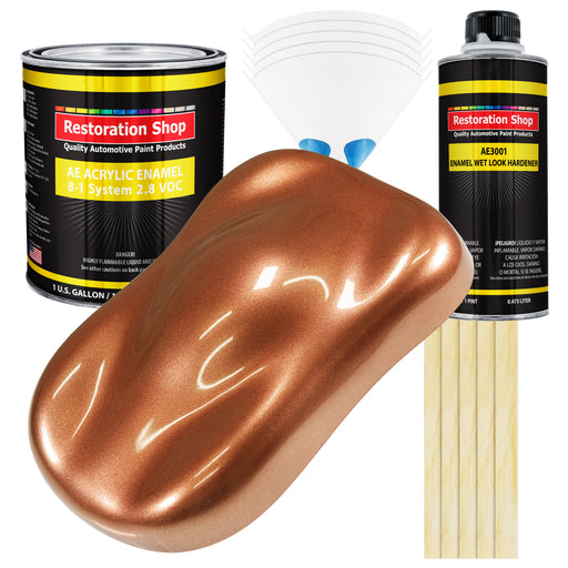 Bronze Firemist Acrylic Enamel Auto Paint - Complete Gallon Paint Kit - Professional Single Stage Automotive Car Truck Coating, 8:1 Mix Ratio 2.8 VOC