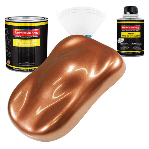 Bronze Firemist Acrylic Enamel Auto Paint - Complete Quart Paint Kit - Professional Single Stage Automotive Car Truck Coating, 8:1 Mix Ratio 2.8 VOC