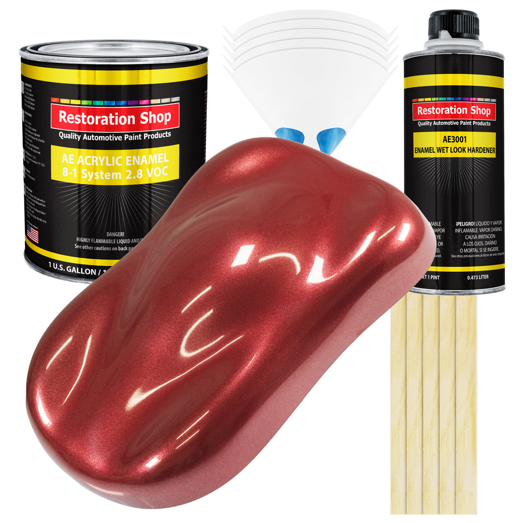 Firemist Red Acrylic Enamel Auto Paint - Complete Gallon Paint Kit - Professional Single Stage Automotive Car Truck Coating, 8:1 Mix Ratio 2.8 VOC