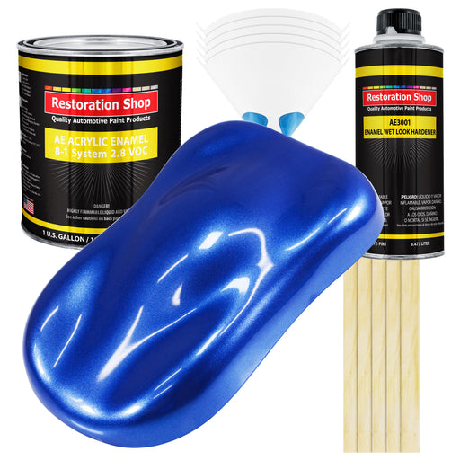 Cobalt Blue Firemist Acrylic Enamel Auto Paint - Complete Gallon Paint Kit - Professional Single Stage Automotive Car Coating, 8:1 Mix Ratio 2.8 VOC