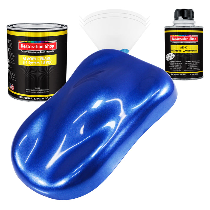 Cobalt Blue Firemist Acrylic Enamel Auto Paint - Complete Quart Paint Kit - Professional Single Stage Automotive Car Coating, 8:1 Mix Ratio 2.8 VOC